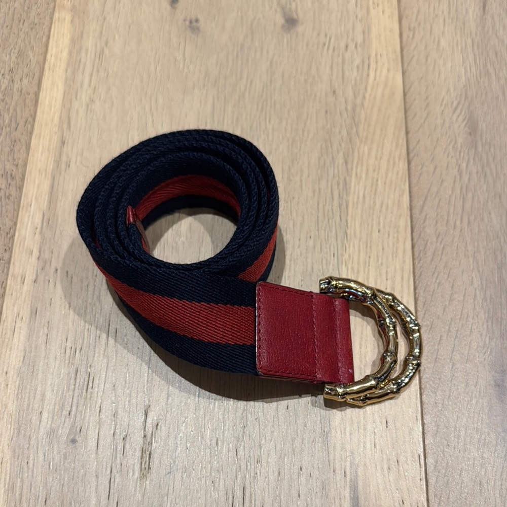 Classic Gucci Belt with Gold Bamboo Buckle